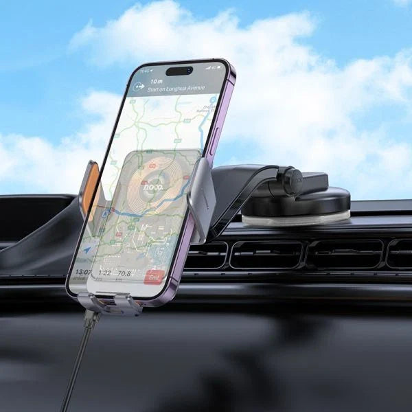Hoco HW8 15W Transparent Wireless Fast Charging Center Console Car Holder -Black Hoco HW8 15W Transparent Wireless Fast Charging Center Console Car Holder -Black